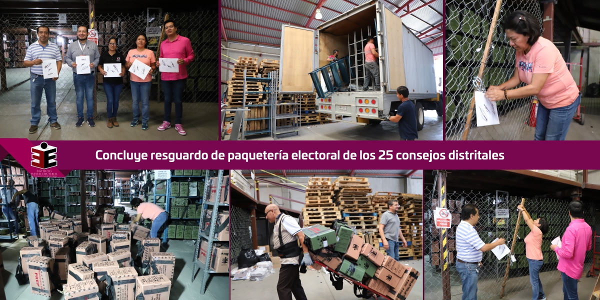 Concluye resguardo de paquetería electoral de los 25 consejos distritales
