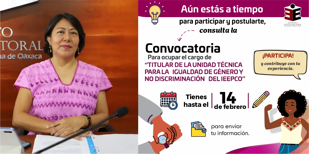 Invita Presidenta del IEEPCO a participar en convocatoria para titularidad de la Unidad de Género